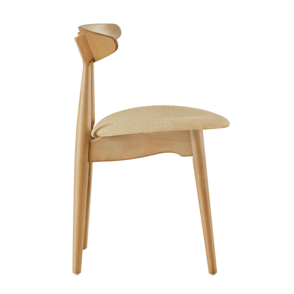 Arne Mid-century Rubberwood Dining Chair with Cushioned Fabric Seat Modern Scandinavian