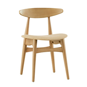 Arne Mid-century Rubberwood Dining Chair with Cushioned Fabric Seat Modern Scandinavian