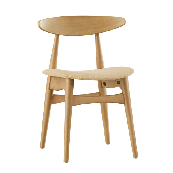 Arne Mid-century Rubberwood Dining Chair with Cushioned Fabric Seat Modern Scandinavian