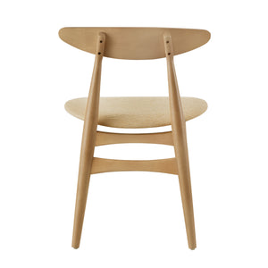 Arne Mid-century Rubberwood Dining Chair with Cushioned Fabric Seat Modern Scandinavian