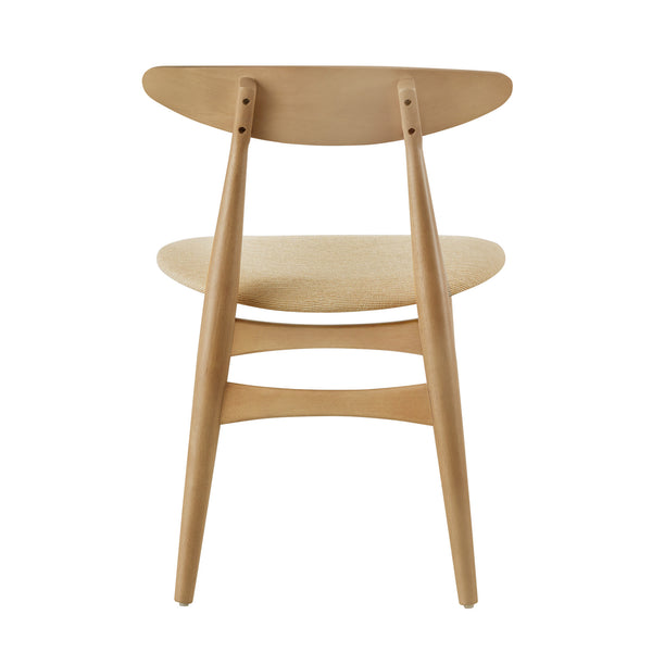 Arne Mid-century Rubberwood Dining Chair with Cushioned Fabric Seat Modern Scandinavian