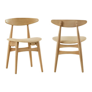 Arne Mid-century Rubberwood Dining Chair with Cushioned Fabric Seat Modern Scandinavian