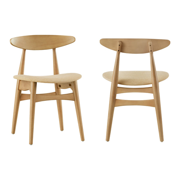Arne Mid-century Rubberwood Dining Chair with Cushioned Fabric Seat Modern Scandinavian