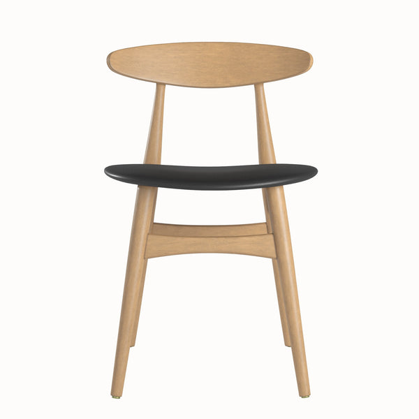 Arne Mid-century Faux Leather Dining Chair Set with Sturdy Rubberwood Legs