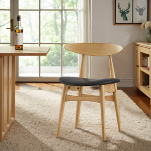 Arne Mid-century Faux Leather Dining Chair Set with Sturdy Rubberwood Legs