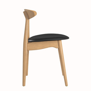 Arne Mid-century Faux Leather Dining Chair Set with Sturdy Rubberwood Legs