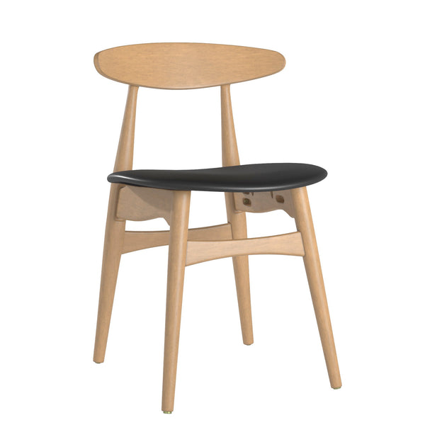 Arne Mid-century Faux Leather Dining Chair Set with Sturdy Rubberwood Legs