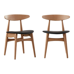 Arne Mid-century Faux Leather Dining Chair Set with Sturdy Rubberwood Legs