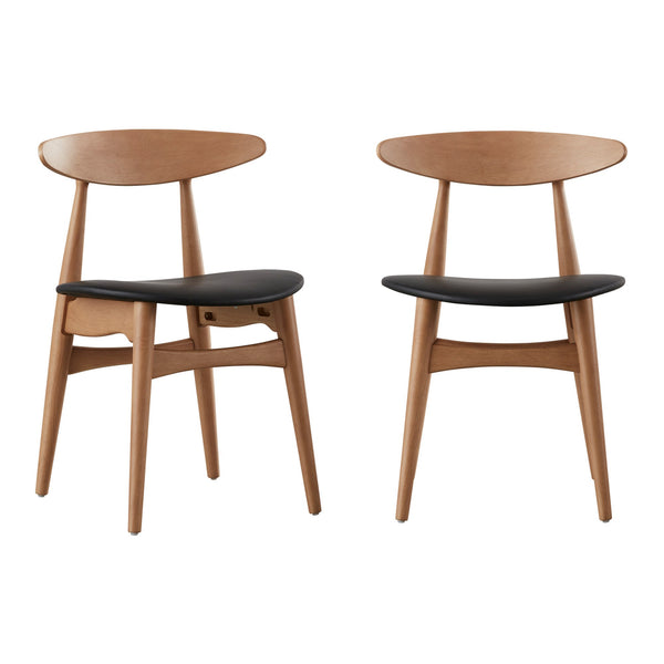 Arne Mid-century Faux Leather Dining Chair Set with Sturdy Rubberwood Legs