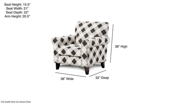 Fusion Shadowfax Poetry Iron Accent Chair - Unique Script Design, Durable Fabric, Conversation Starter Black,White Ws,100% Polypropylene 512 Castle Rock Iron Accent Chair