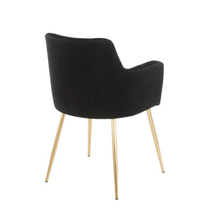 English Elm Dining/accent Chair Set of 2 Black Velvet Upholstered Gold Tapered Legs Glam Style B202P471283