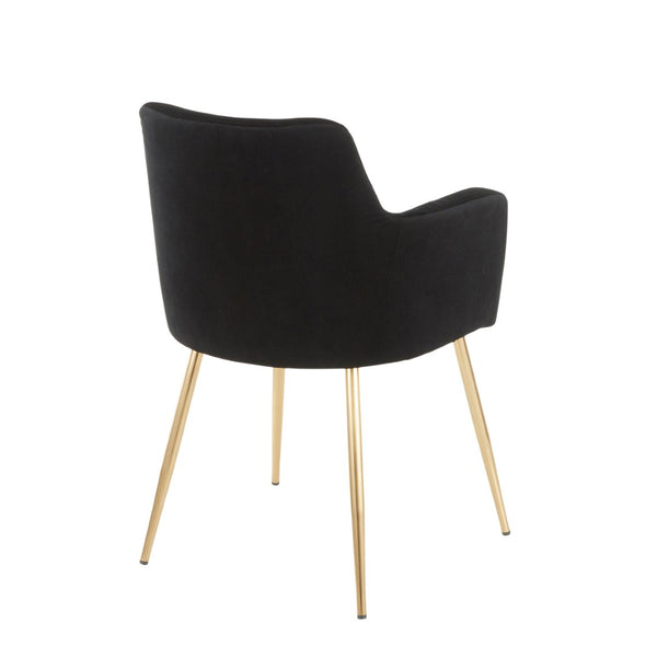 English Elm Dining/accent Chair Set of 2 Black Velvet Upholstered Gold Tapered Legs Glam Style B202P471283