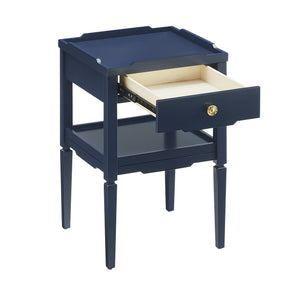 English Elm Foley Midnight Blue 1-Drawer Nightstand with Gold Pull, Tapered Legs, Lower Shelf & Smooth Glides B050P376967