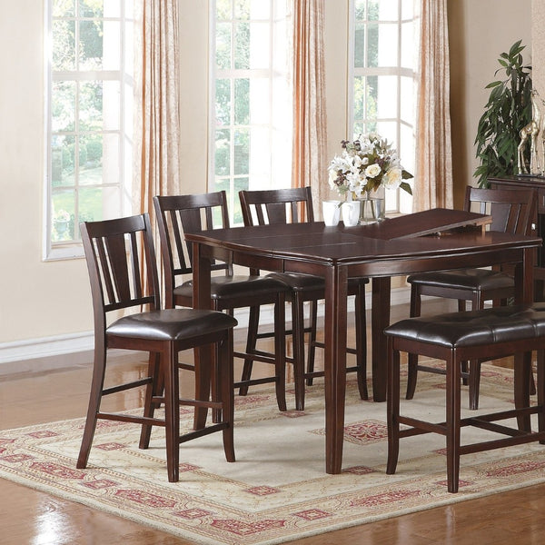 English Elm Modern Counter Height Dining Set with Butterfly Leaf Table Six Tufted Chairs B011S02510