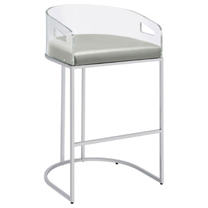 English Elm Mello Acrylic Back Leatherette Barstools with Chrome Legs for Kitchen Islands B062P451803