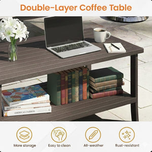 English Elm 2 Piece Outdoor Steel Sofa Set with Coffee Table Powder Coated for All Weather Patios Gray+ Khaki B082P455151
