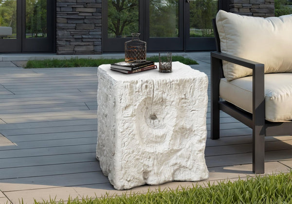 English Elm Accent Table Square Magnesium Oxide Wood Grain Modern Indoor Outdoor Side Piece B2710P461673