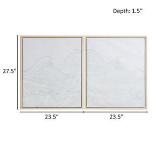 JLA Home INK+IVY - Hand Hand-Embellished Abstract 2-Piece Framed Canvas Set — Natural Wood-Tone Frames, Subtle Boho Texture (16x20 each) II95C-0150