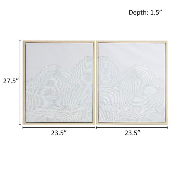 JLA Home INK+IVY - Hand Hand-Embellished Abstract 2-Piece Framed Canvas Set — Natural Wood-Tone Frames, Subtle Boho Texture (16x20 each) II95C-0150