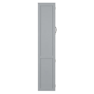 English Elm Full Size Murphy Bed with Open Shelving Wardrobe and Led Lighting for Studio Spaces Gray LP000898AAE