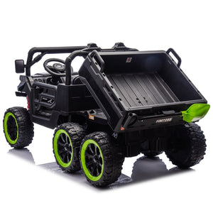 English Elm 24v Two Seat Kids Electric Dump Truck Six Wheel 4wd Utv with Parental Remote Black W1578P268991