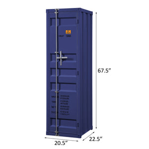 English Elm Blue Industrial Wardrobe with Full-Length Container Lock, Metal Frame, Shelf & Hanging Rod for Secure Stylish Storage B062P185731