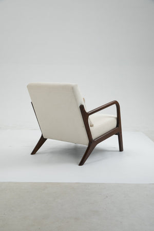 English Elm Mid Century Modern Accent Chair Natural Wood Frame Upholstered with Lumbar Cushion Support W2530P407182