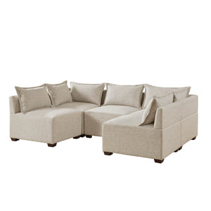 INK+IVY Molly Modern/Contemporary 5-Piece Modular U-Shape Sofa II100-0561 Linen