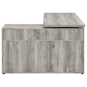 English Elm Corrado Grey Driftwood L-Shape Office Desk with Storage Drawers Shelves Coastal Rustic Charm Delight B062P333429