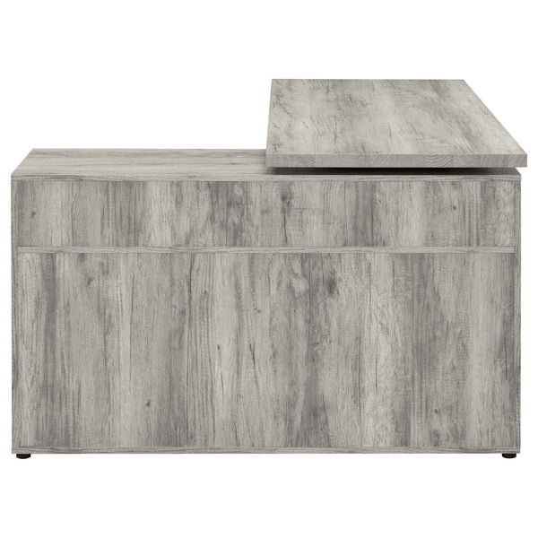 English Elm Corrado Grey Driftwood L-Shape Office Desk with Storage Drawers Shelves Coastal Rustic Charm Delight B062P333429