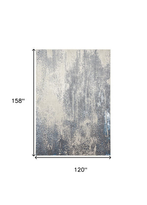 HomeRoots 4' Contemporary Abstract Area Rug in Ivory, Gray, and Blue – Elevate Your Living Space Elegantly 10' X 13' 513000