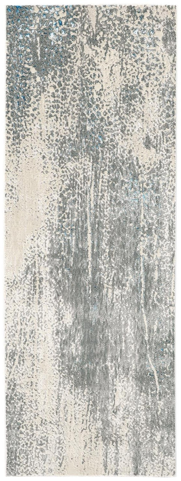 HomeRoots 4' Contemporary Abstract Area Rug in Ivory, Gray, and Blue – Elevate Your Living Space Elegantly 8' Runner 513001