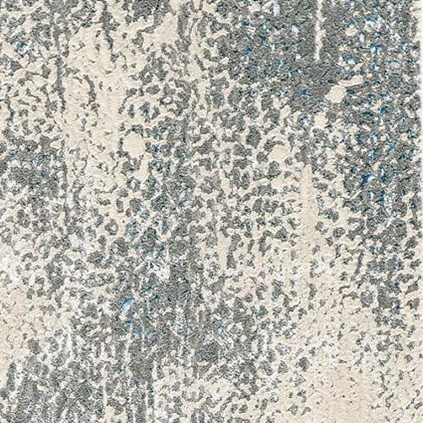 HomeRoots 4' Contemporary Abstract Area Rug in Ivory, Gray, and Blue – Elevate Your Living Space Elegantly 8' Runner 513001