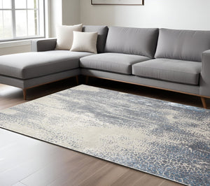 HomeRoots 4' Contemporary Abstract Area Rug in Ivory, Gray, and Blue – Elevate Your Living Space Elegantly 12' X 15' 513002