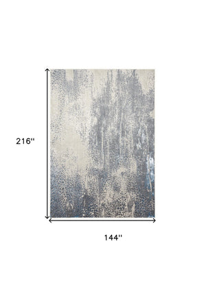 HomeRoots 4' Contemporary Abstract Area Rug in Ivory, Gray, and Blue – Elevate Your Living Space Elegantly 12' X 18' 513003