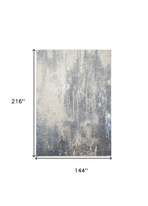 HomeRoots 4' Contemporary Abstract Area Rug in Ivory, Gray, and Blue – Elevate Your Living Space Elegantly 12' X 18' 513003