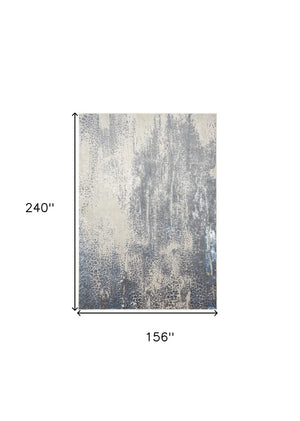 HomeRoots 4' Contemporary Abstract Area Rug in Ivory, Gray, and Blue – Elevate Your Living Space Elegantly 13' X 20' 513004