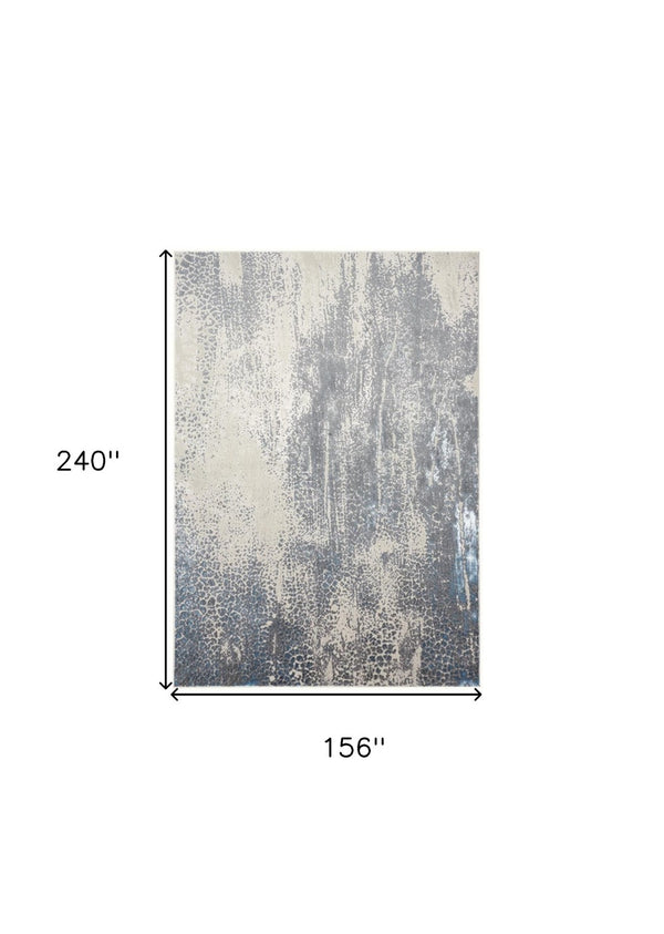 HomeRoots 4' Contemporary Abstract Area Rug in Ivory, Gray, and Blue – Elevate Your Living Space Elegantly 13' X 20' 513004