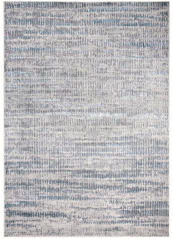 HomeRoots 4' Contemporary Ivory Gray and Blue Abstract Area Rug – Soft, Durable, and Stylish for Any Room 4' X 6' 513005