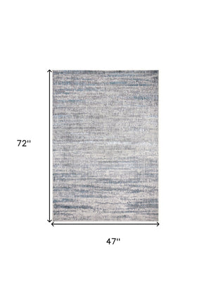 HomeRoots 4' Contemporary Ivory Gray and Blue Abstract Area Rug – Soft, Durable, and Stylish for Any Room 4' X 6' 513005