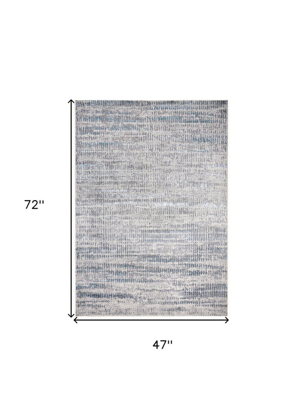 HomeRoots 4' Contemporary Ivory Gray and Blue Abstract Area Rug – Soft, Durable, and Stylish for Any Room 4' X 6' 513005