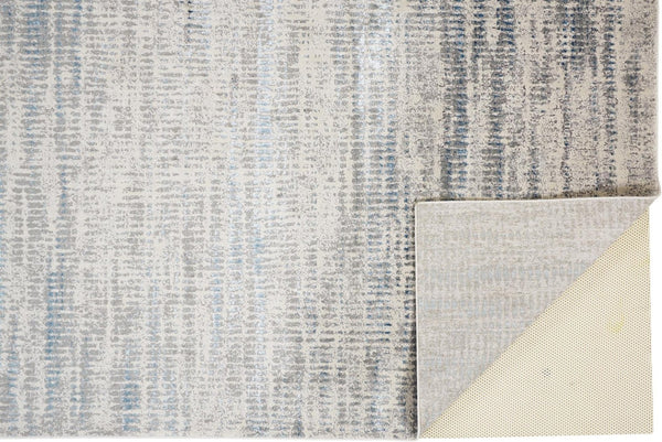 HomeRoots 4' Contemporary Ivory Gray and Blue Abstract Area Rug – Soft, Durable, and Stylish for Any Room 5' X 8' 513006