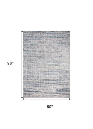 HomeRoots 4' Contemporary Ivory Gray and Blue Abstract Area Rug – Soft, Durable, and Stylish for Any Room 5' X 8' 513006
