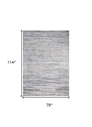 HomeRoots 4' Contemporary Ivory Gray and Blue Abstract Area Rug – Soft, Durable, and Stylish for Any Room 7' X 10' 513007