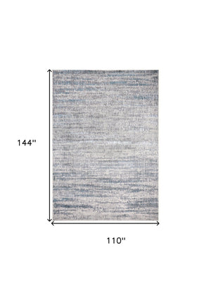 HomeRoots 4' Contemporary Ivory Gray and Blue Abstract Area Rug – Soft, Durable, and Stylish for Any Room 9' X 12' 513008