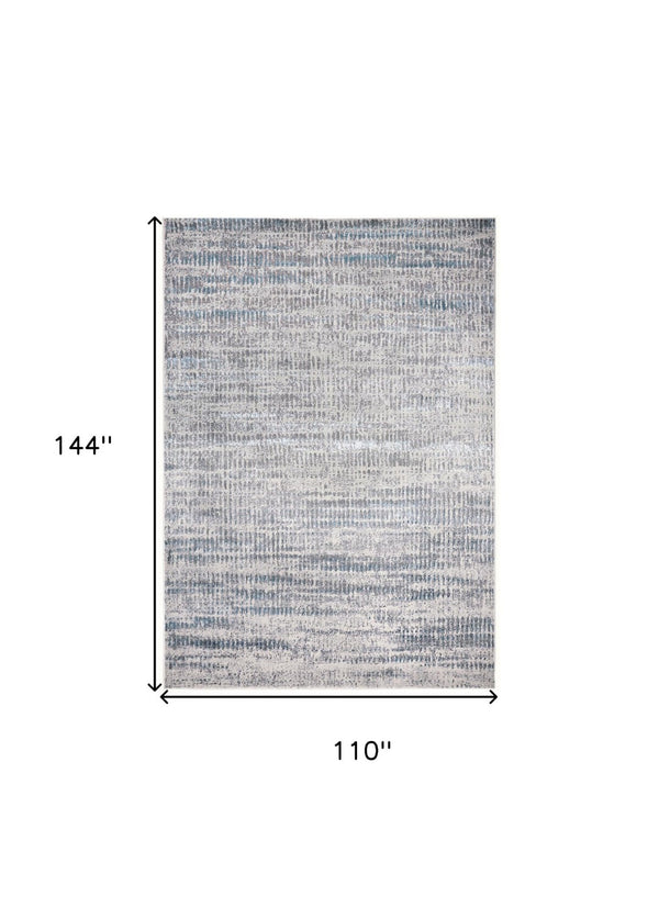 HomeRoots 4' Contemporary Ivory Gray and Blue Abstract Area Rug – Soft, Durable, and Stylish for Any Room 9' X 12' 513008