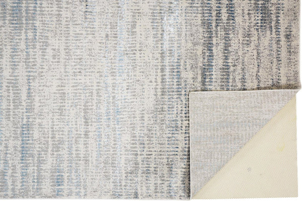 HomeRoots 4' Contemporary Ivory Gray and Blue Abstract Area Rug – Soft, Durable, and Stylish for Any Room 10' X 13' 513010