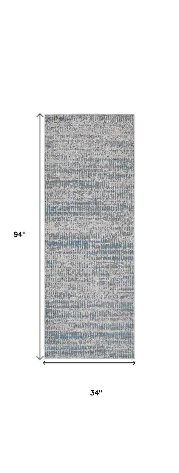 HomeRoots 4' Contemporary Ivory Gray and Blue Abstract Area Rug – Soft, Durable, and Stylish for Any Room 8' Runner 513011