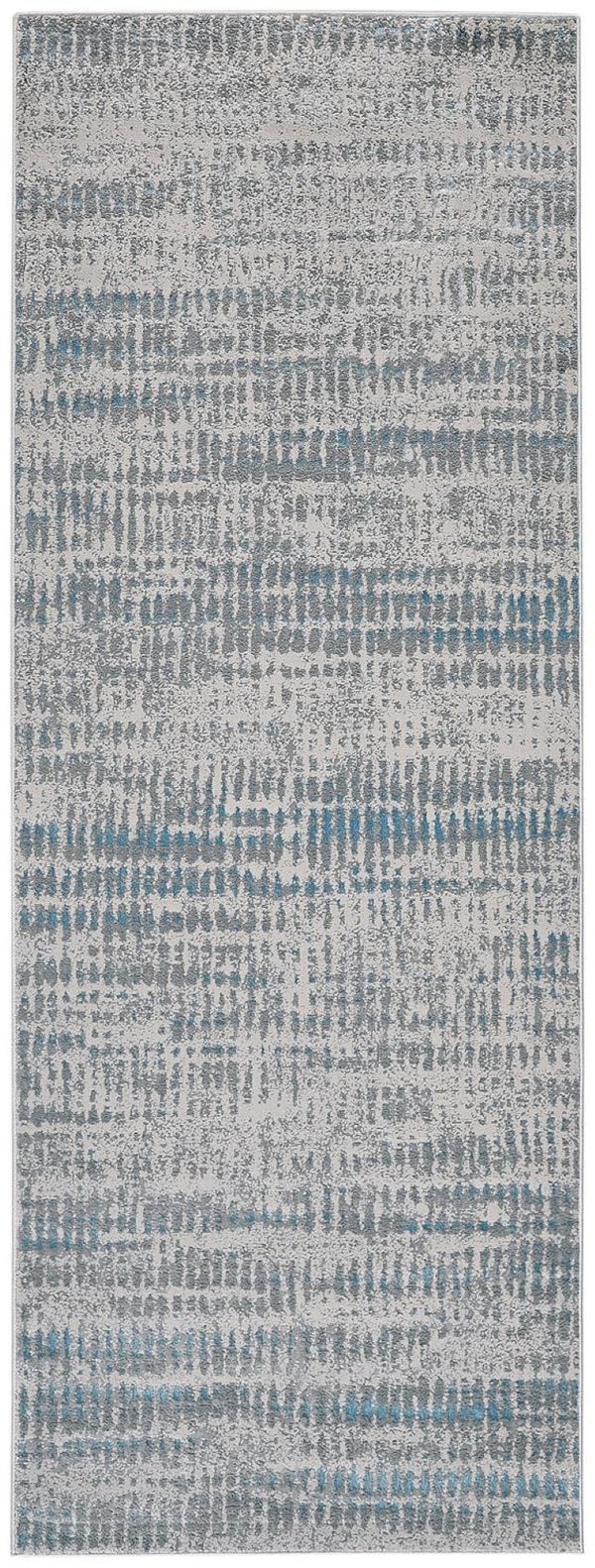 HomeRoots 4' Contemporary Ivory Gray and Blue Abstract Area Rug – Soft, Durable, and Stylish for Any Room 8' Runner 513011