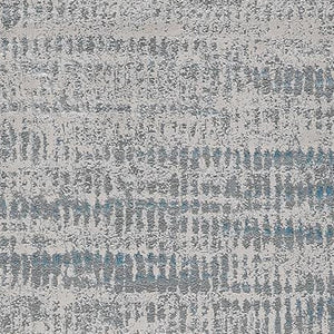 HomeRoots 4' Contemporary Ivory Gray and Blue Abstract Area Rug – Soft, Durable, and Stylish for Any Room 8' Runner 513011